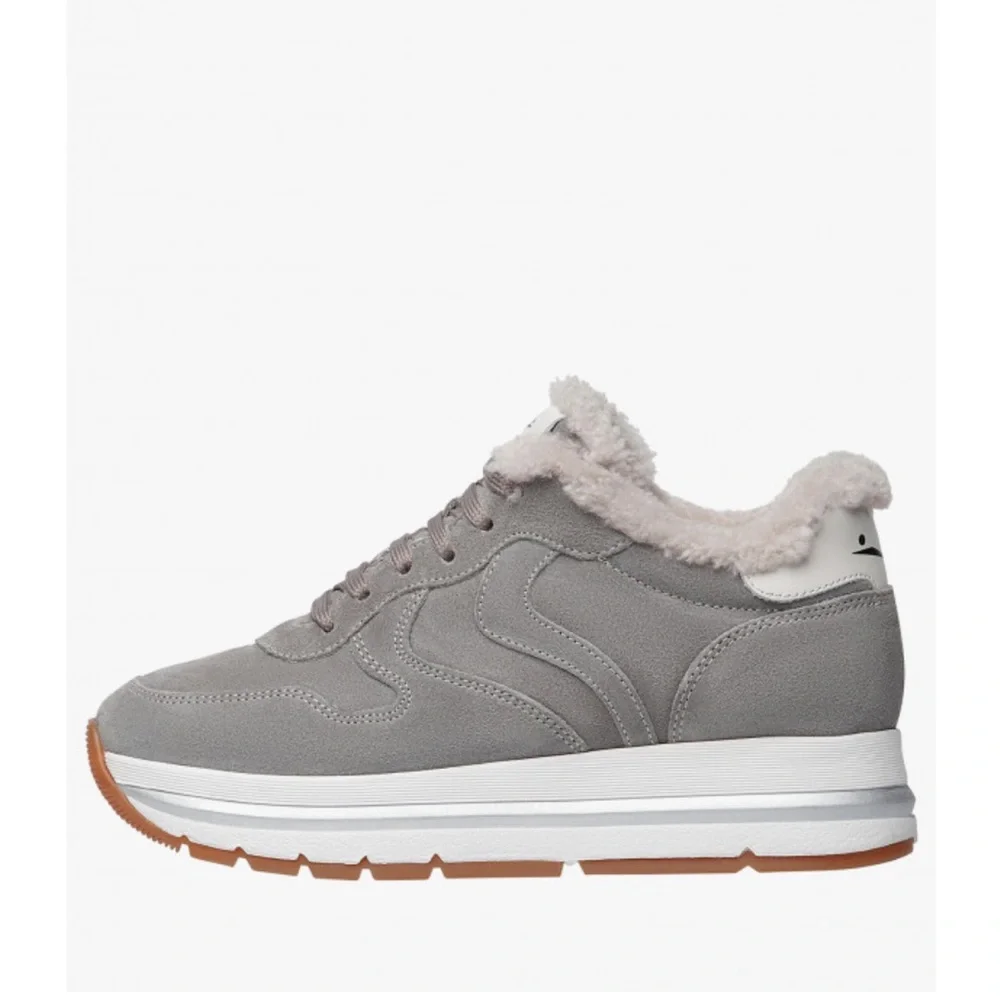 NWT VOILE BLANCHE MARAN Fur Suede Sneakers in Grey - Picture 1 of 16